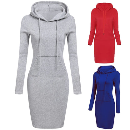 Women's Knee-Length Plain Hoodie